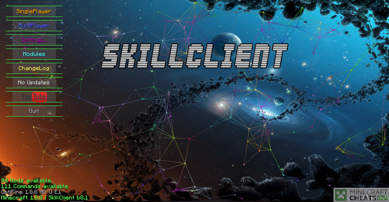 Главное меню чита SkillClient