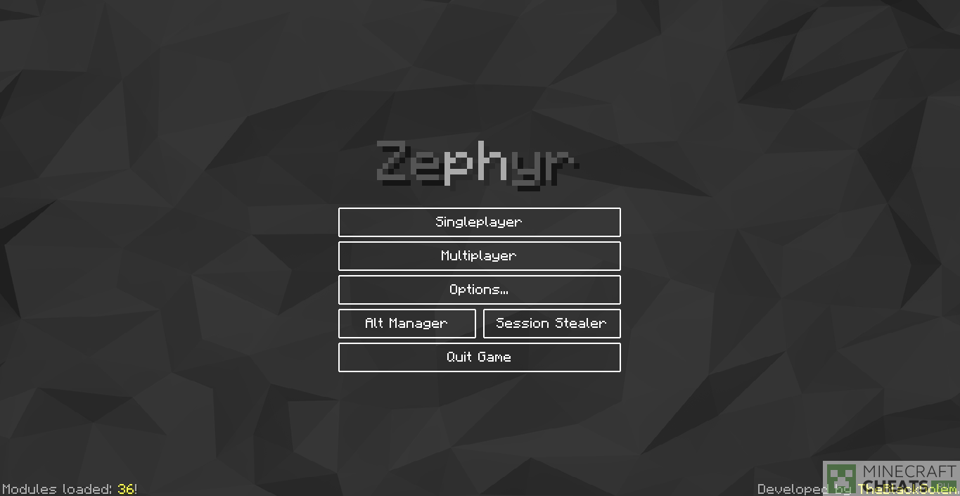 Главное меню чита Zephyr