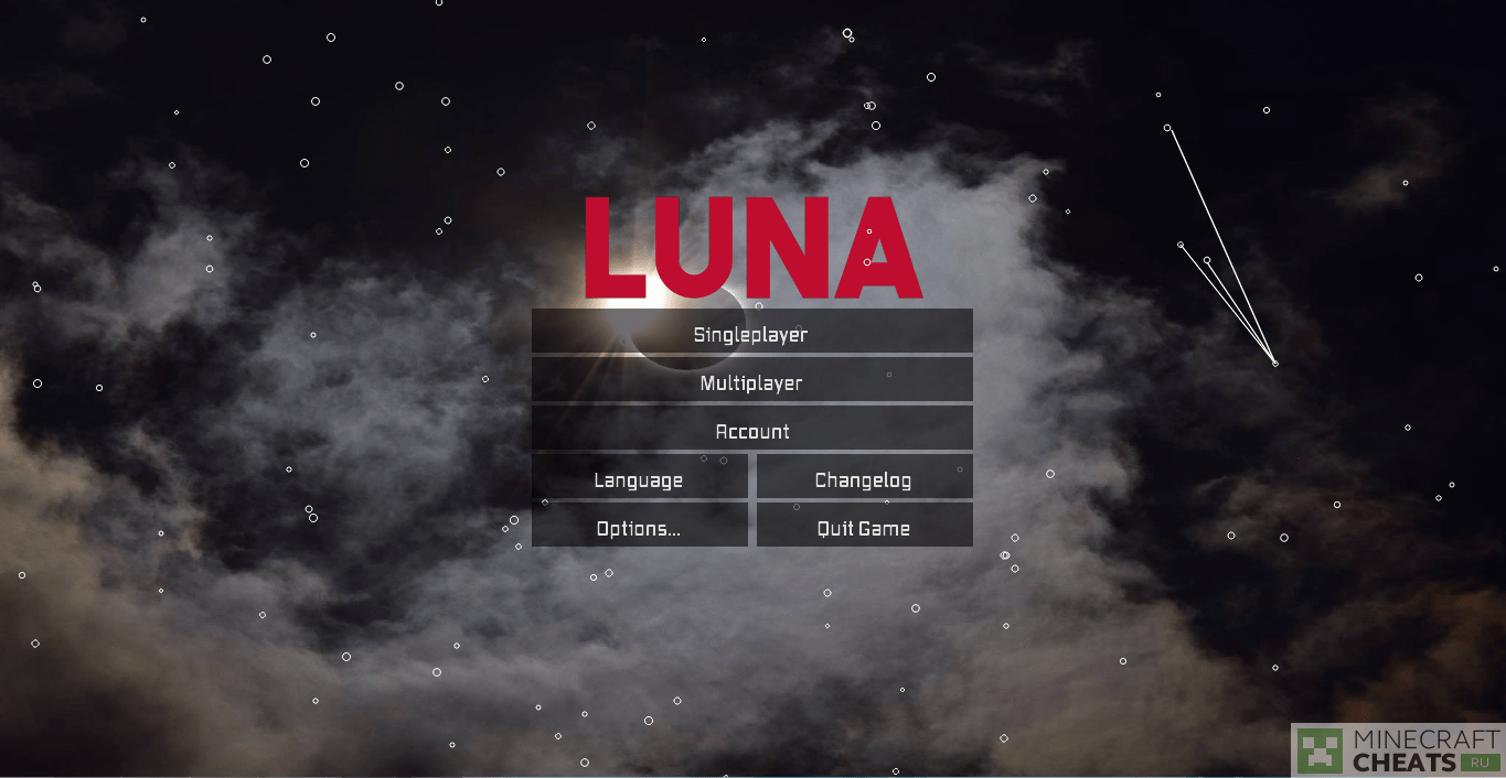 Главное меню чита Luna