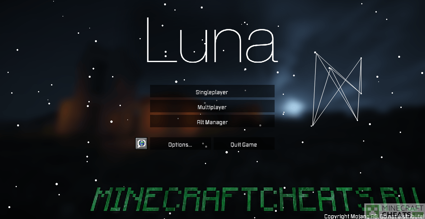 Главное меню в чите Luna Z