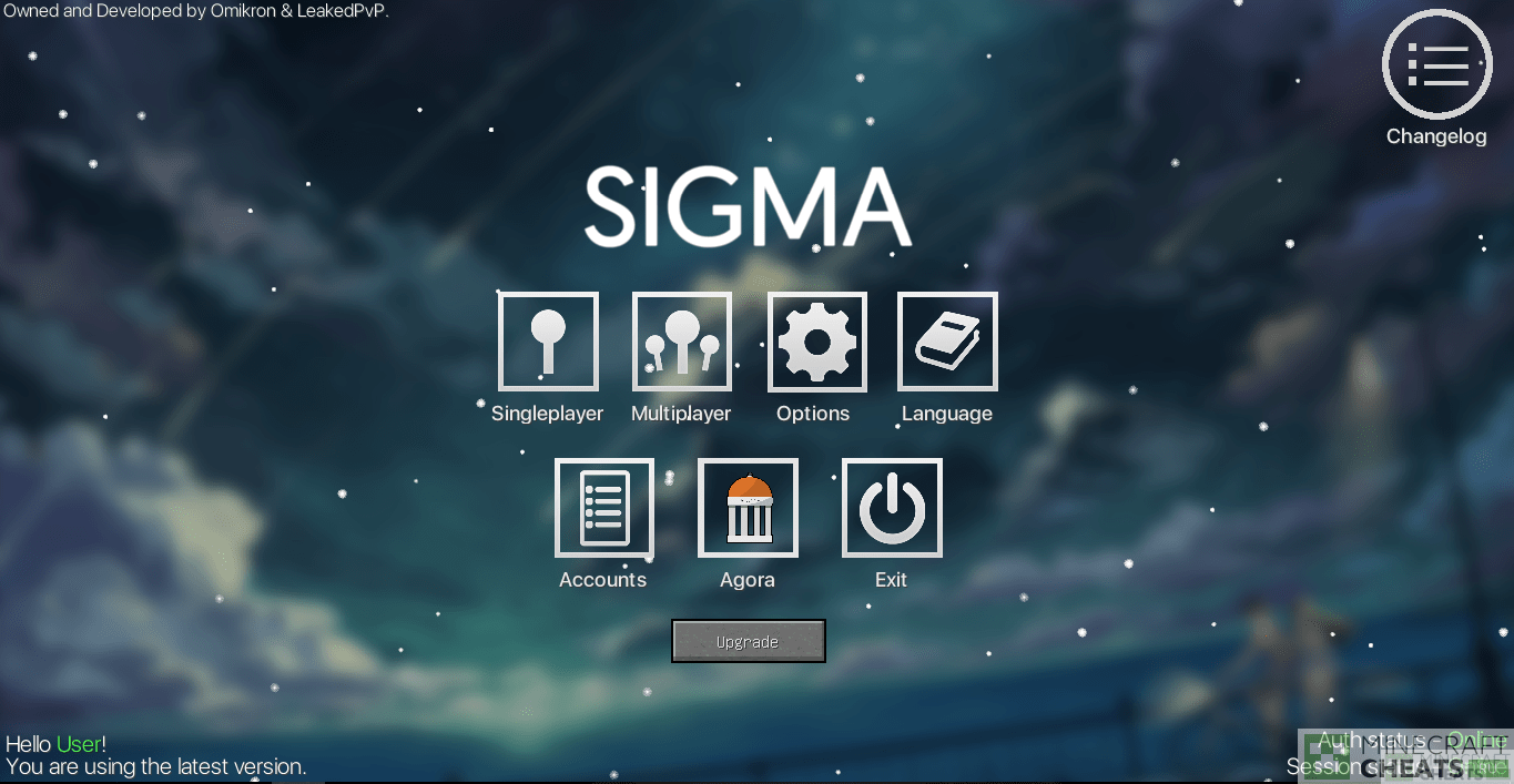 Главное меню чита Sigma