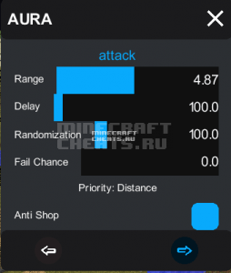 Чит Azura 0.3.1 на Майнкрафт 1.8.9